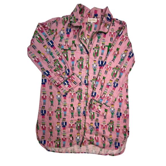 Jayes Studio Nutcracker Print Pajama Shirt Pink Cotton Sleep Top Size L (14-18) - Picture 1 of 16